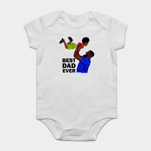 Best Dad Ever, African Dad and Son, Father and Child Baby Bodysuit by logiamerch